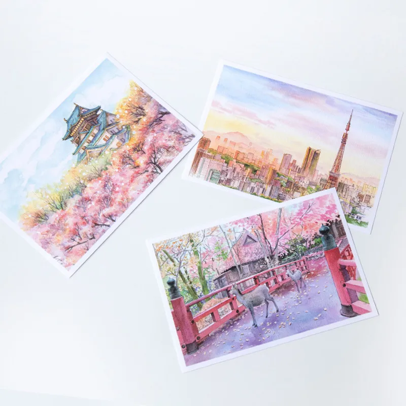 11 листов/набор японская история ручная роспись открытки/Поздравительные