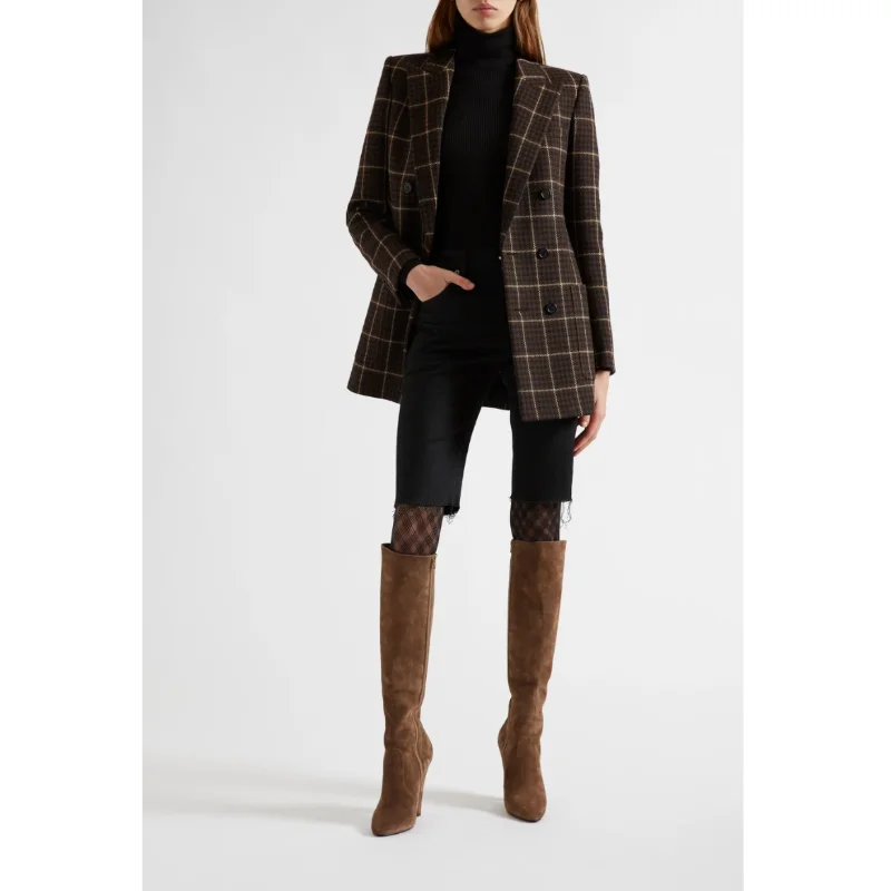 

2021 Women's Woolen Coat Winter New Slim Long Coat Lapel Long Woolen Coat Women's Casual Office Plaid Overcoat