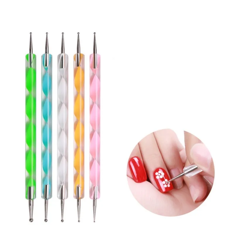 5 шт. упак. Профессиональный инструмент для дизайна ногтей 2 сторонняя ручка