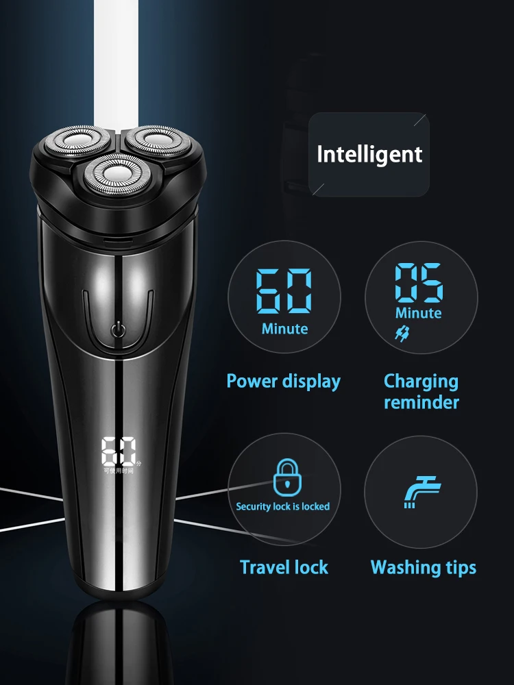 

Electric Shaver Full Body Water Wash Smart USB Charging Beard Shaver Portable Men's Electric Shaver Household Mens Razor Trimmer