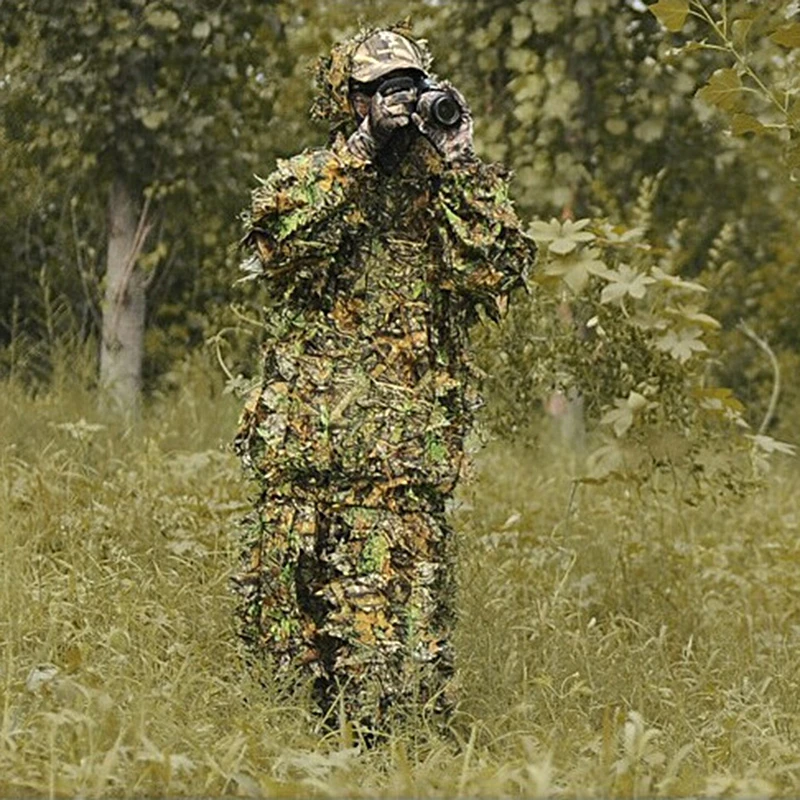 Охотничий костюм Ghillie 3D Кленовый лист бионические маскировочные костюмы Yowie Sniper