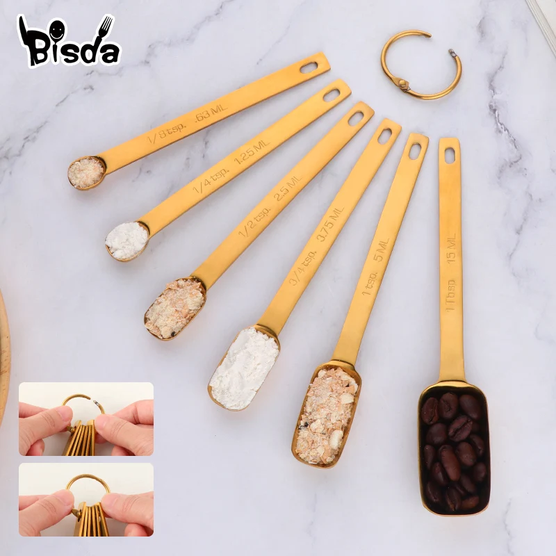 Набор мерных ложек для выпечки торта 6 шт. ложка сахара золотые мерные чашки