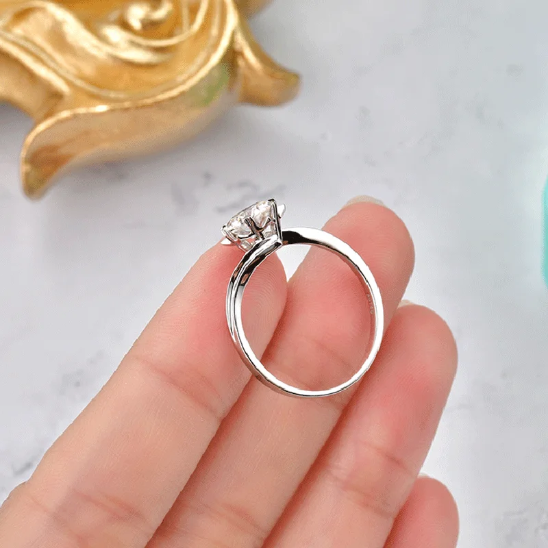 14 к кольцо из белого золота 1ct 2ct 3ct круглая блестящая огранка обручальные кольца обручальное кольцо для женщин