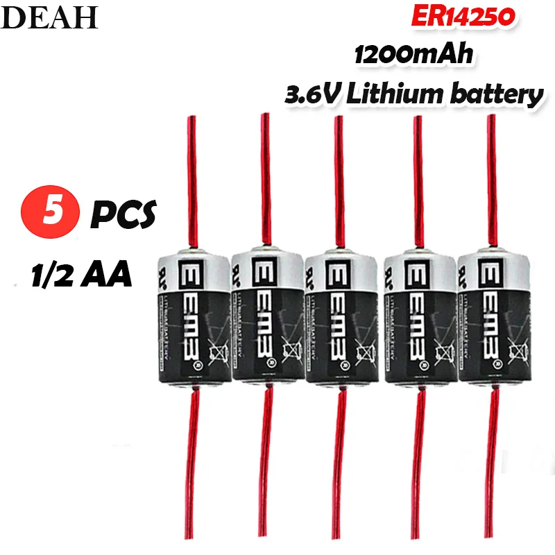 5 шт. ER14250 ER 14250 CR14250SL 1/2 AA 1/2AA 3 6 V 1200mAh PLC промышленная литиевая батарея с контактами