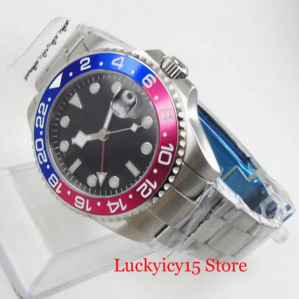 Мужские наручные часы BLIGER 40 мм серебристый цвет чехол с датой функцией GMT ручной