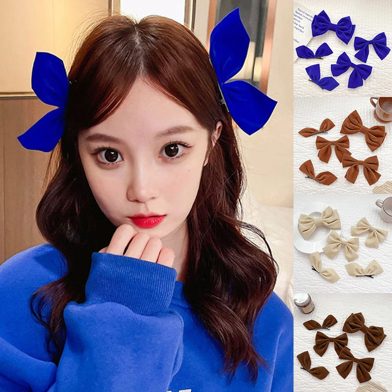 

5Pcs Velvet Big Bow Hair Clips Klein Blue Hair Bows Hairpins Bow Hairpin Minimalist Style Duckbill Clips Girls Hair Accessories