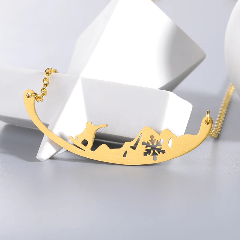 Суперкрутое лыжное ожерелье для женщин и мужчин из нержавеющей стали чокер пар в