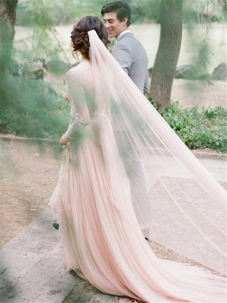 Vestido de novia Sexy con escote en V pronunciado y Espalda descubierta, vestido de novia con Apliques de encaje para exteriores