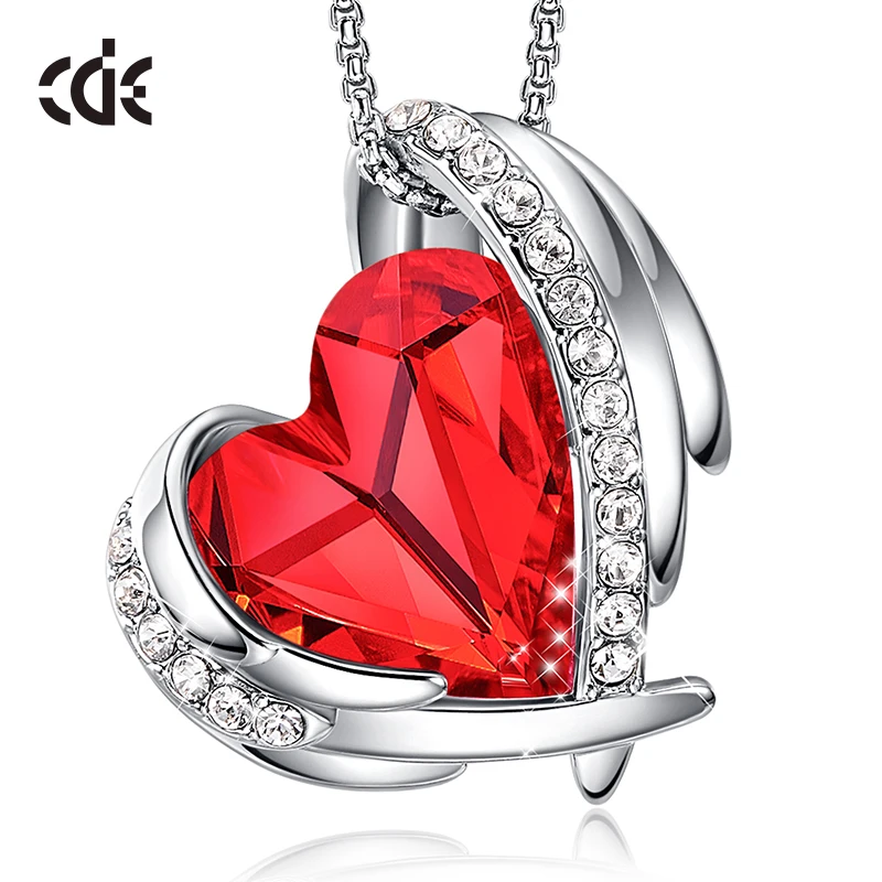 CDE кулон ожерелье украшено кристаллами от Swarovski сердце ожерелье Розовые украшения в форме ангелов розовое золото ювелирные изделия Мама Ожерелье