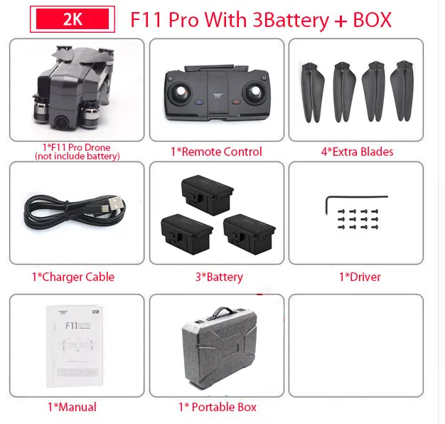 F11 Pro 3B carry Box SJRC F11 PRO gps Дрон с Wifi FPV 1080 P/2 K HD камера F11 бесщеточный Квадрокоптер 25 минут время полета складной Дрон Vs SG906 - Цвет: F11 Pro 3B carry Box