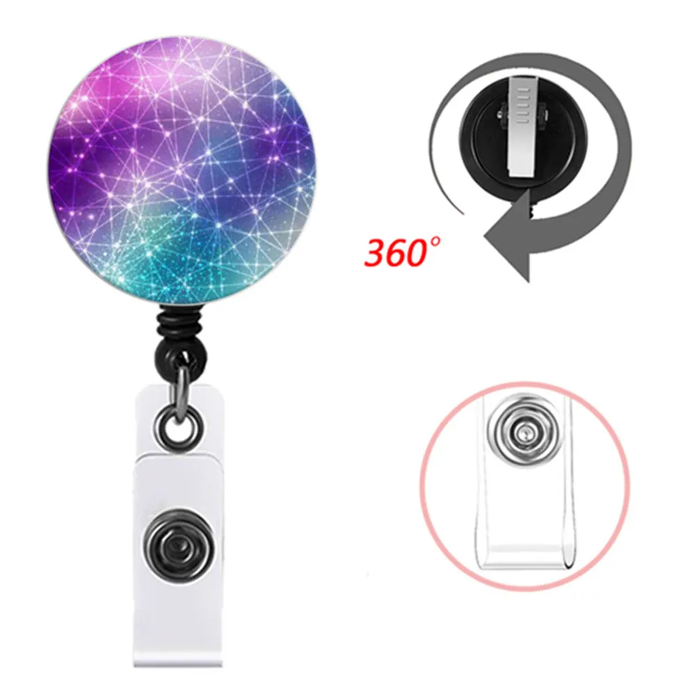 

1pcs Starry Sky Flower Retractable Nurse Badge Reel Clip Doctor Students Doctor Id Card Badge Holder Fashion High Quality