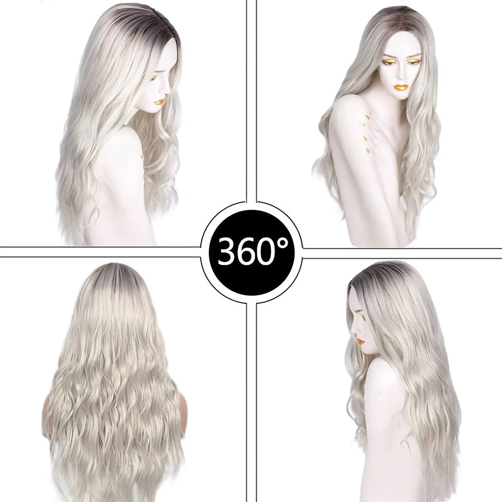 

DAIGELO Reusable Women's White Micro Curl Head Set Wavy Curl Wig Can Be Straightened Bent Simulation Wig Diy Fashion Hairstyle