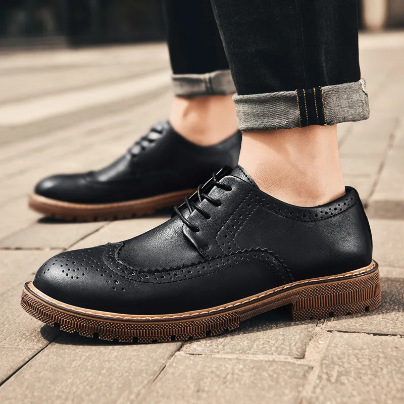 Мужская повседневная обувь мужские туфли на плоской подошве удобные кожаные