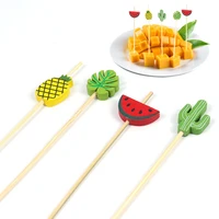 100pcs disposable bamboo picks food fruit fork pastry dessert decoration sign cocktail toothpicks summer hawaiian party supplies
