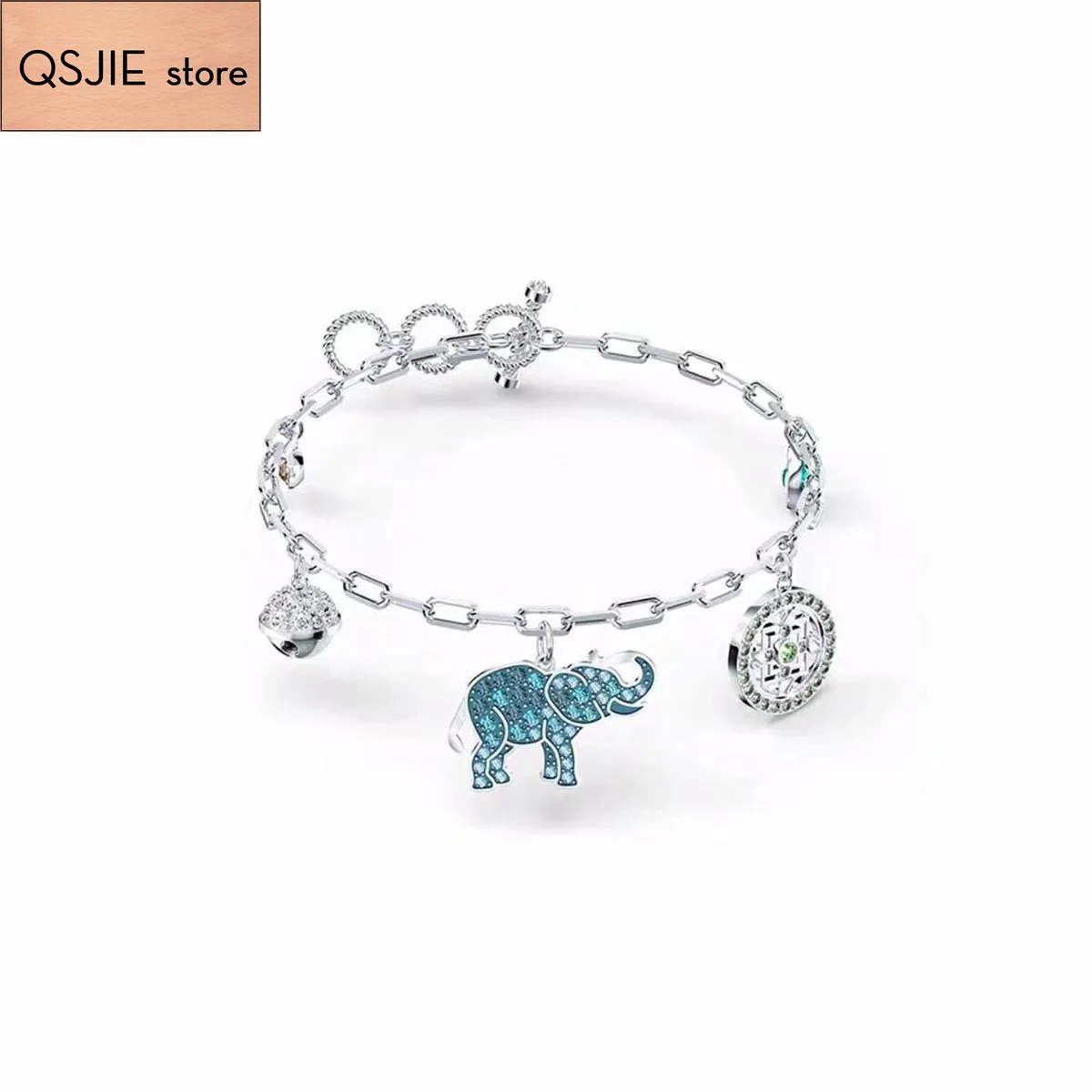

QSJIE High quality SWA new style. Cute symbol of good luck. Elephant lady Bracelet Charming fashion jewelry