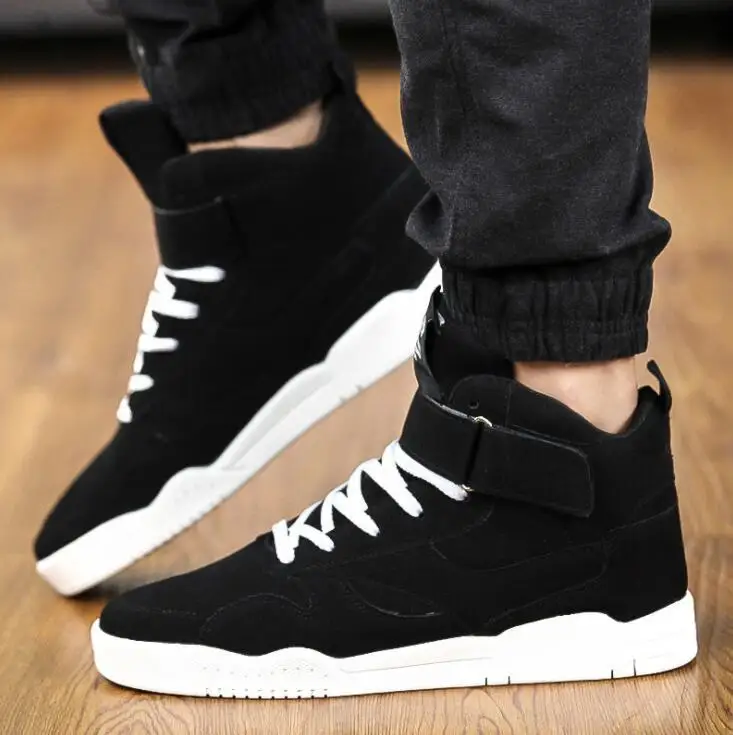 

New Spring Men Shoes Trainers Leather Fashion Casual High Top Sport Walking Lace Up Ankle Boots For Men Red Zapatillas Hombre