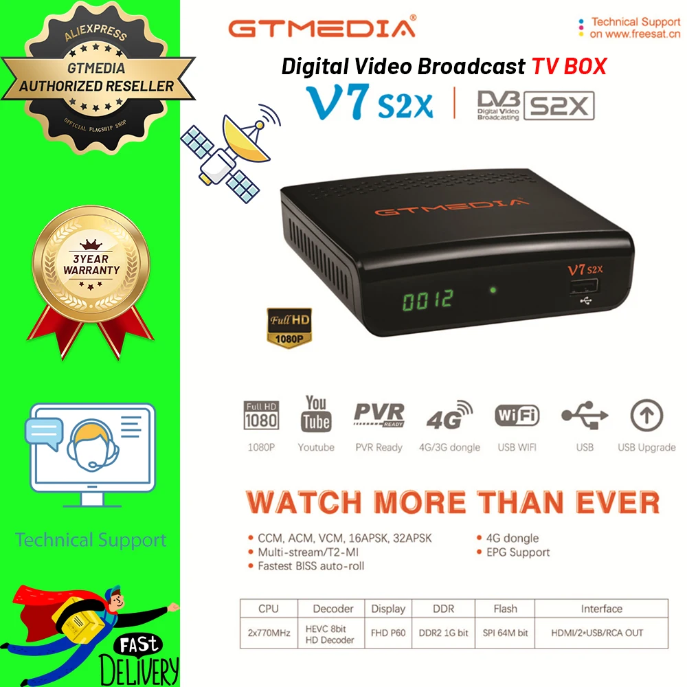 

DVB-S/S2 Gtmedia V7 S2X-цифра спутниковый телевизионный ресивер цифрового ТВ Декодер HD с USB WI-FI CCCAM приемное устройство H.265 Freesat v7s2x нет приложения