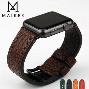 MAIKES Высококачественная коровья кожа для Apple Watch Band 45 мм 41 мм серия 765se для iWatch ремешок 44 мм 40 мм браслеты Ремешки для наручных часов