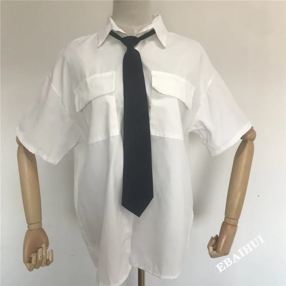 

EBAIHUI 2021 Short Sleeve Shirt Women White Turn Down Collar Basic Casual Teen Gril Student Oversize Shirt Women Loose Blouse