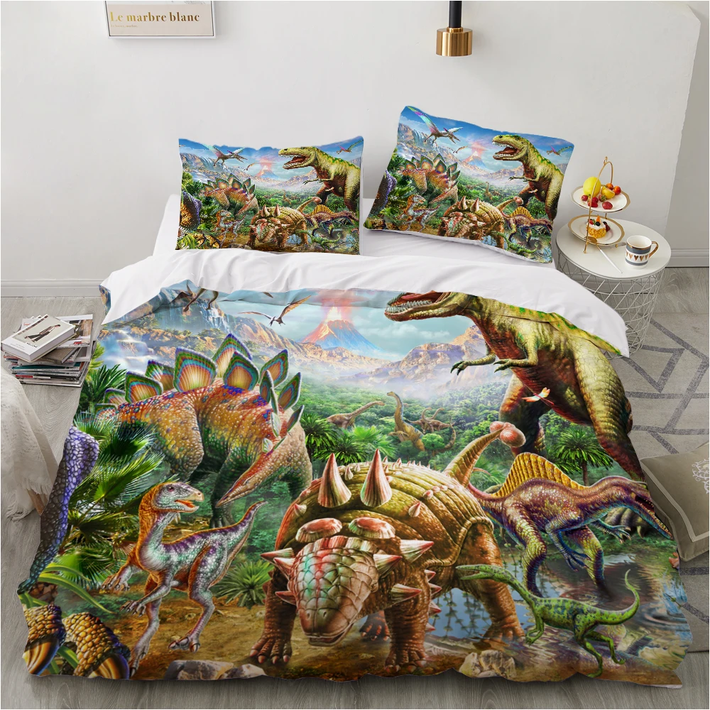 

Kids Bedding Set for baby cartoon Bed linen set for home duvet cover flat sheet family sets Euro 4pcs Jurassic park dinosaurs