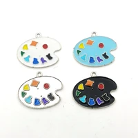 5pcs 28x22mm color palette silver dripping oil alloy tibetan pendants earring antique jewelry making diy handmade accessories