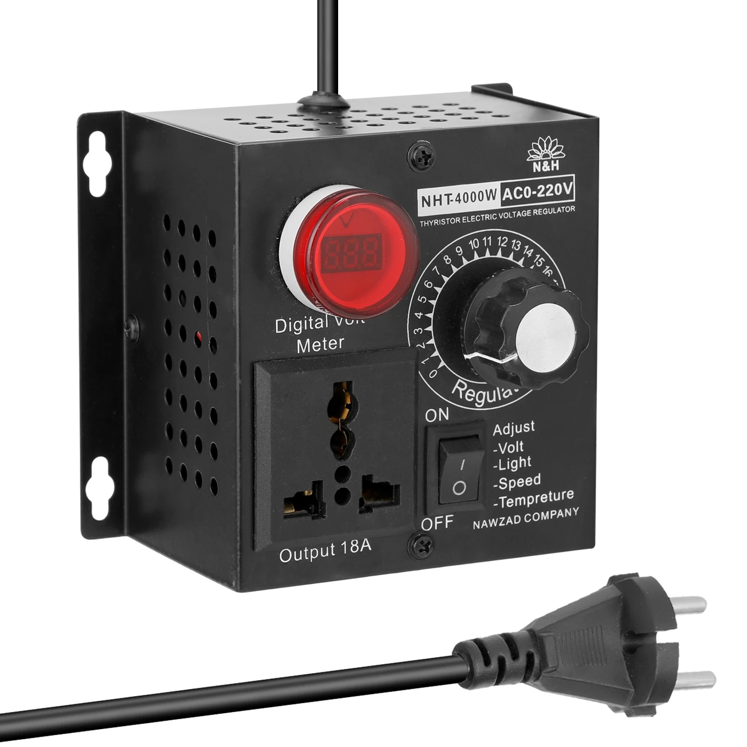 

NEW AC 220V 4000W Compact Variable Voltage Controller Portable Speed Temperature Light Voltage Adjuatable Dimmer