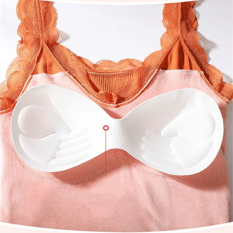 Women's Thermal Underwear Plus Velvet Thick Warm Vest Lace Sexy and Comfortable Winter 2021 New Style