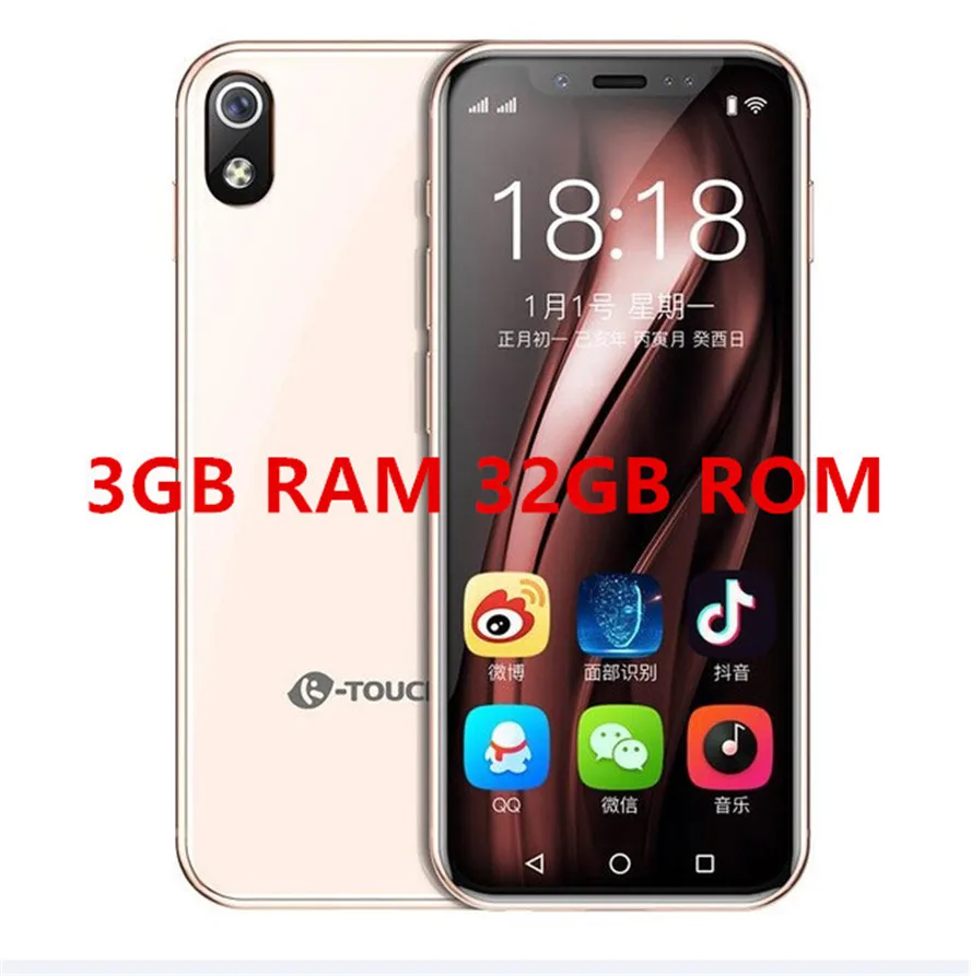 3GB 32GB Luxury Gold K-TOUCH I9 супер мини мобильный телефон 3 ГБ 32 ГБ Celular 2000 мАч Android 8,1 смартфон разблокировка лица gps wifi 2 Гб 16 Гб мобильный телефон - Цвет: 3GB 32GB Luxury Gold