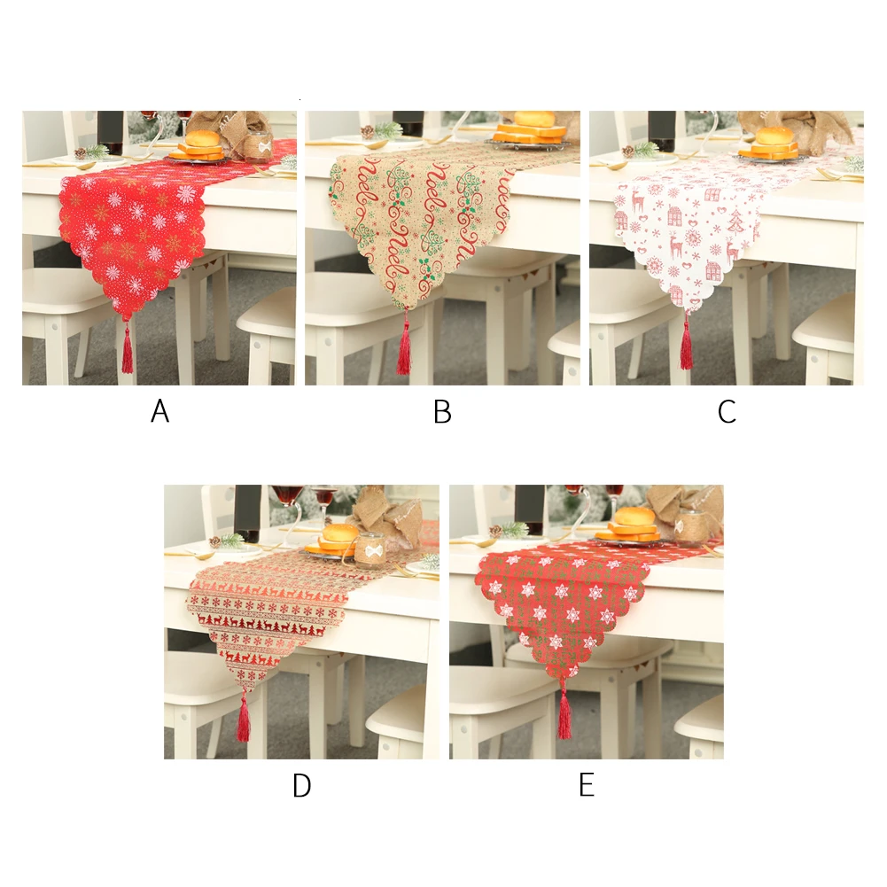 Рождественское украшение для стола льняная скатерть из мешковины с принтом