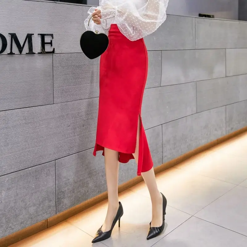 

Skirt new 2021 skirt medium length fishtail skirt hip skirt temperament celebrity high waist slim skirt
