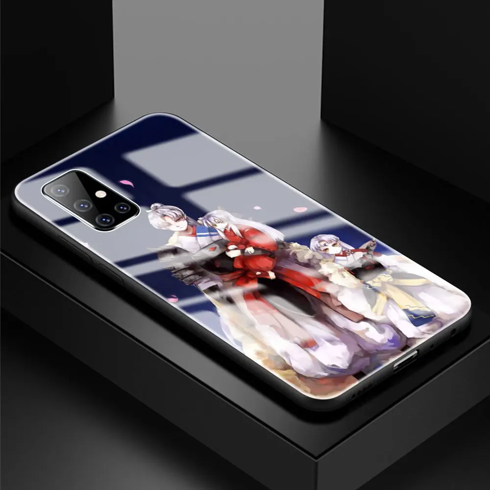 

Tempered Glass Case For Samsung Galaxy A51 A50 A71 A70 A31 A30 A21s A91 A10 A40 Phone Cover Sac Inuyasha Anime
