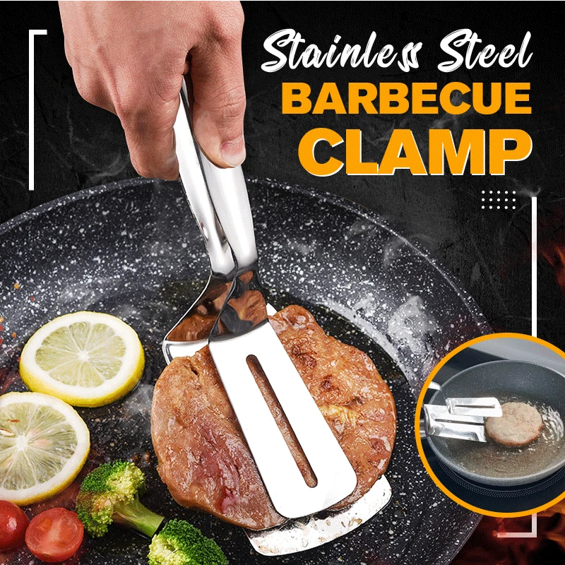 

Stainless Steel Barbecue Clamp Frying Steak Fried Fish Clip Tong BBQ Non-Stick Barbecue Grilling Kitchen Tools Dropshipping