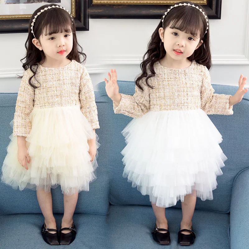 Brand Style Girl Champagne Dress Kids Birthday Wedding Party Elegant Ball Gowns Children Boutique Layered Princess | Детская одежда и