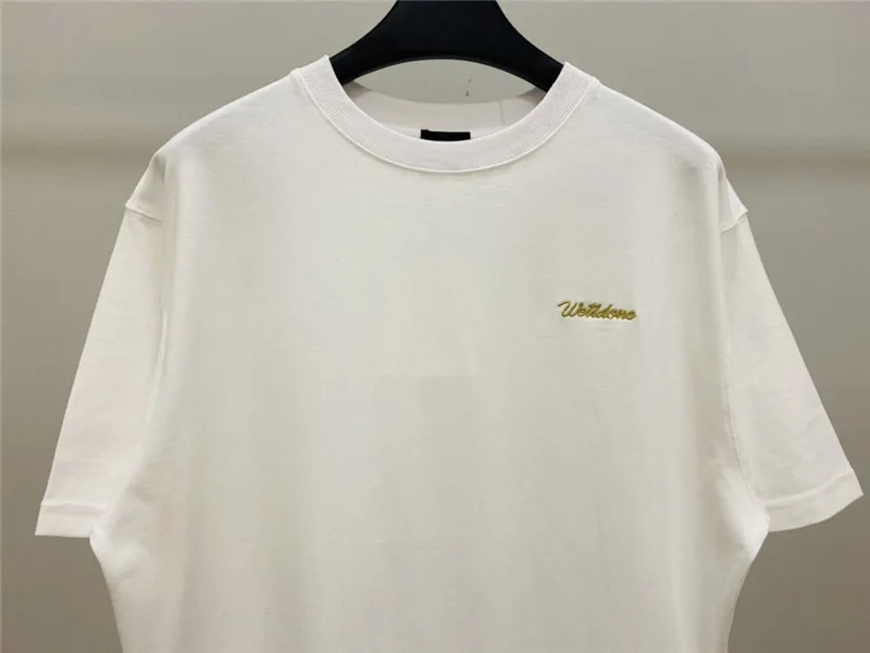 

Футболка We11done для мужчин и женщин, однотонные футболки с вышивкой и логотипом WE11DONE, повседневные топы WELLDONE