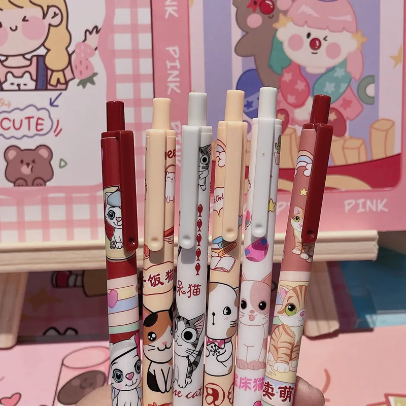 3pcs /lot Lovely Cute Milk Coffee Cat Press Gel Pen 0.5mm Black School Office Stationery | Канцтовары для офиса и дома