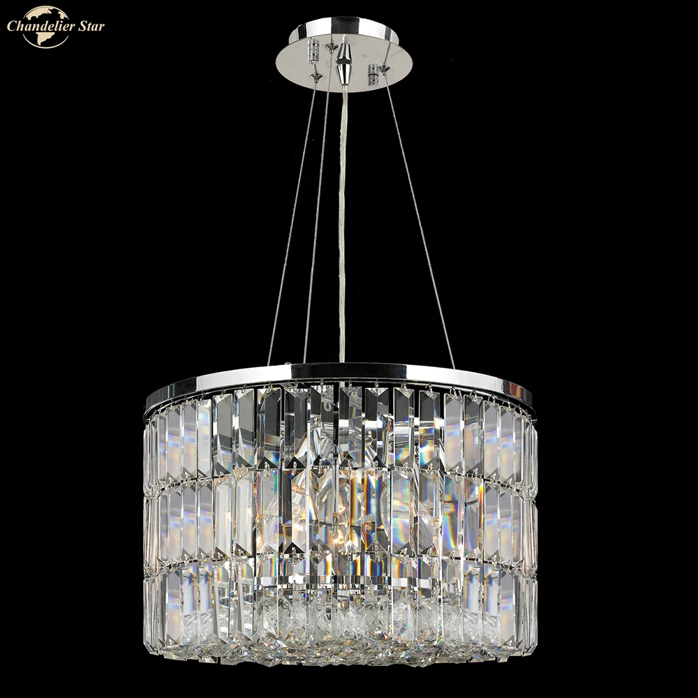 

Modern Crystal LED Chandeliers for Living Room Bedroom Hotel Staircase Square Round Chrome Luxury Lustres Pendant Lights