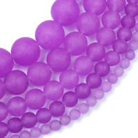natural stone dull polish matte purple chalcedony beads round loose spacer beads 4 6 8 10 12mm for jewelry making diy bracelet