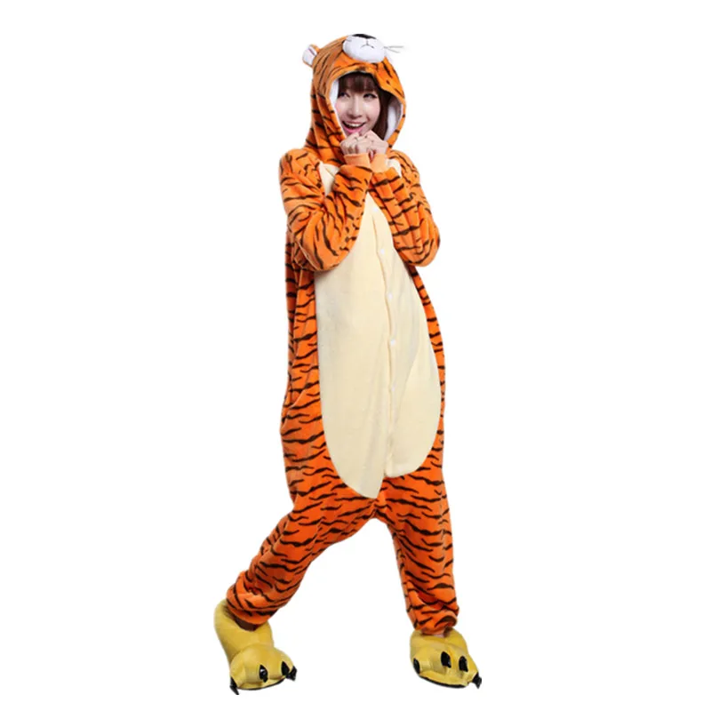 Women Animal Onesies Pajamas Rat Snake Zebra Chick Horse Dragon Dog Tiger Pig Monkey Rabbit Kigurumi Women's Homewear for Winter