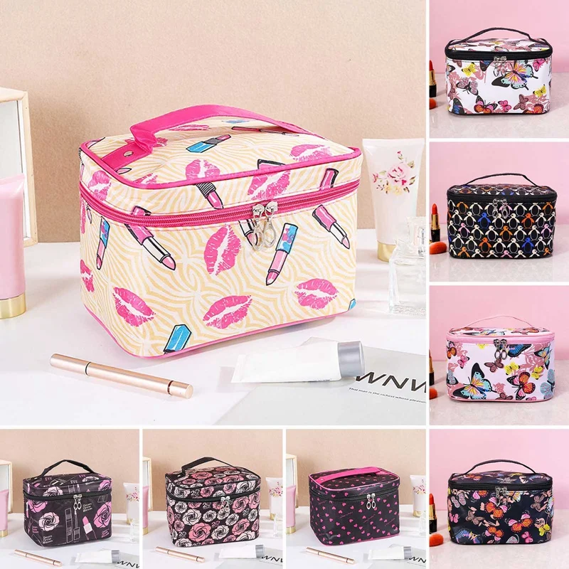 

Leather Portable Women Cosmetic Bag Multifunction Travel Toiletry Storage Organize Handbag Waterproof Female Makeup Case