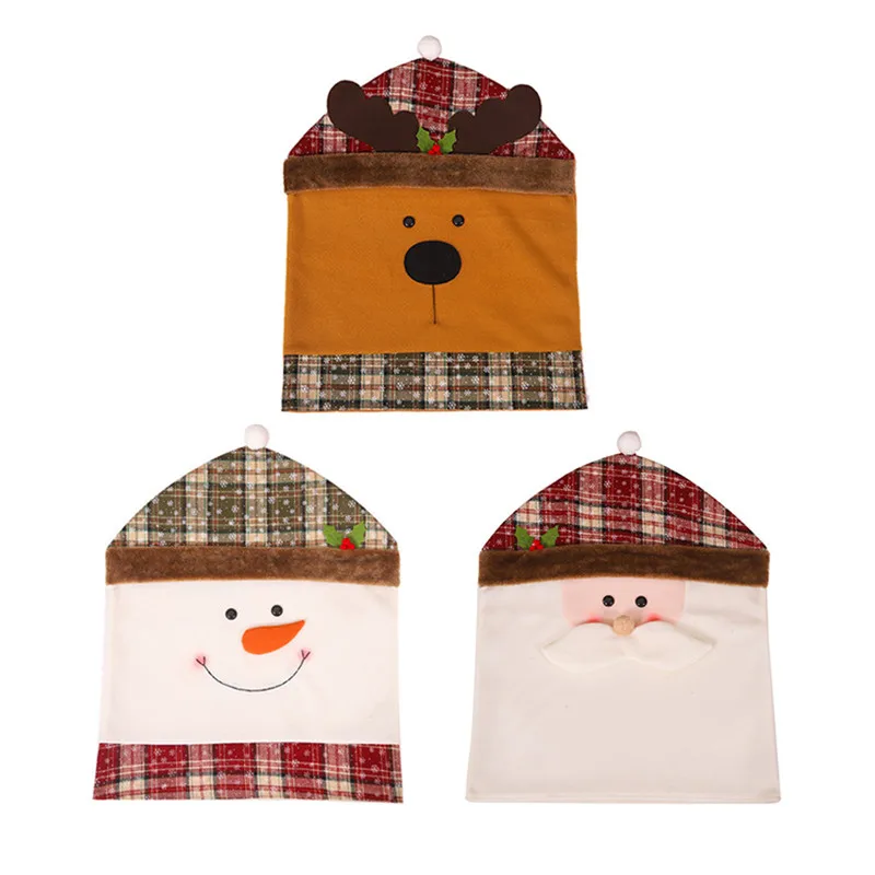 Рождественский чехол на спинку стула Санта Клаус Снеговик наряд обеденные