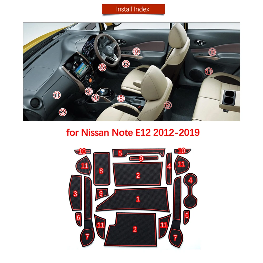 Коврик Противоскользящий резиновый для Nissan Note E12 2012 2013 2014 2016 2015 2017 2018 2019 |