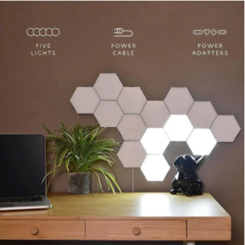 

Touch-sensitive Creative Intelligent Quantum Honeycomb Lamp LED Bedroom Study Atmosphere Induction Hexagonal Splicing Wall Lamp