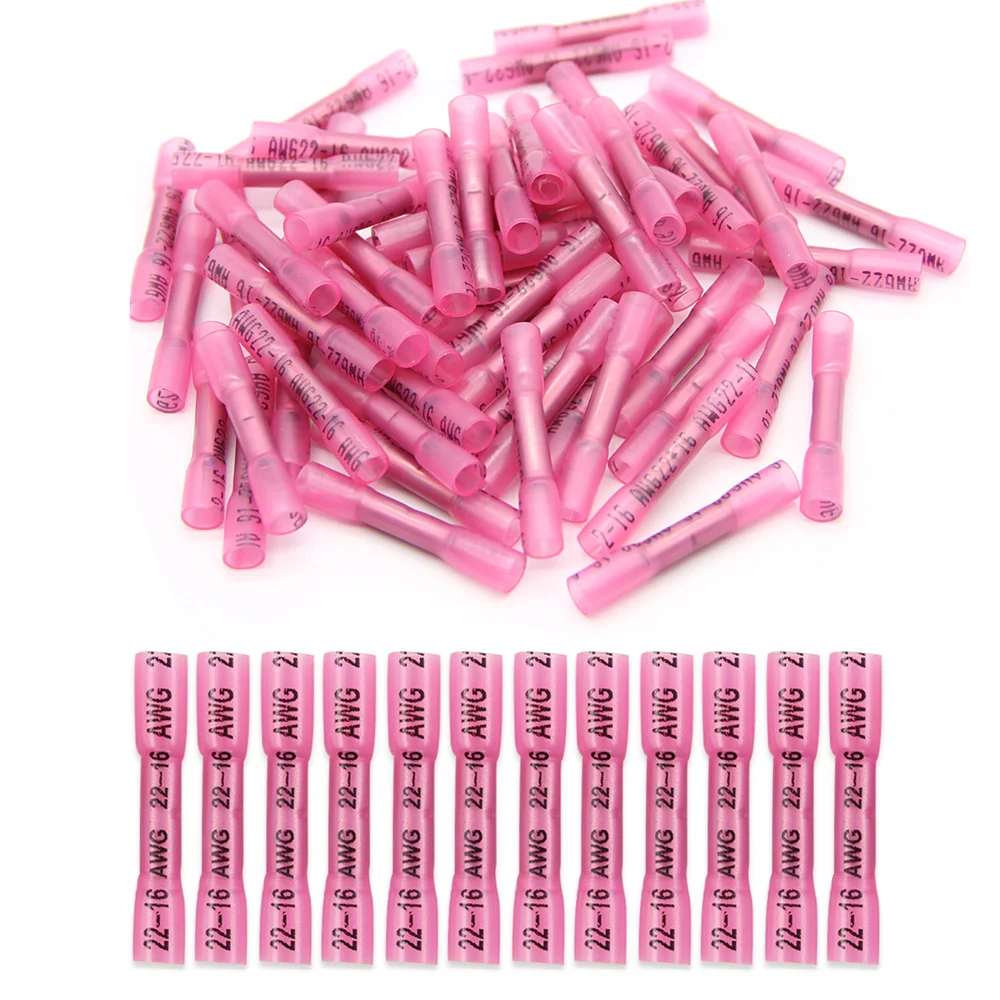 

60PCS Heat Shrink Crimping Connectors Insulated Waterproof Crimp Terminals Seal Butt Electrical Wire Connector 22-18 AWG