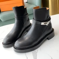 genuine leather ankle boots women kelly buckle chelsea boots autumn and winter buckle short boots thick soled womens shoes