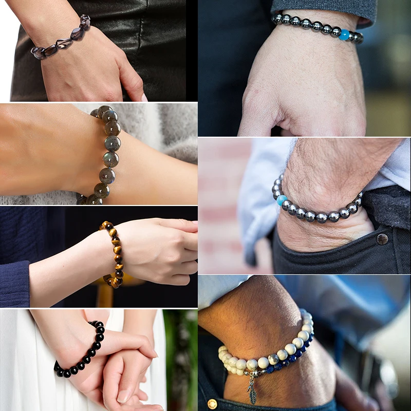 

Lingxiang Fashion AAA Blue Tiger Eye Buddha Bracelets Men Natural Stone Round Beads Elasticity Rope Men Women Charm Bracelet