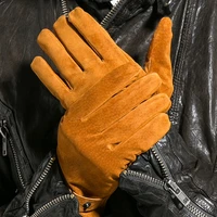 gours winter new men genuine leather gloves pigskin mittens matte leather 5 color fashion brand driving warm gloves gsm001