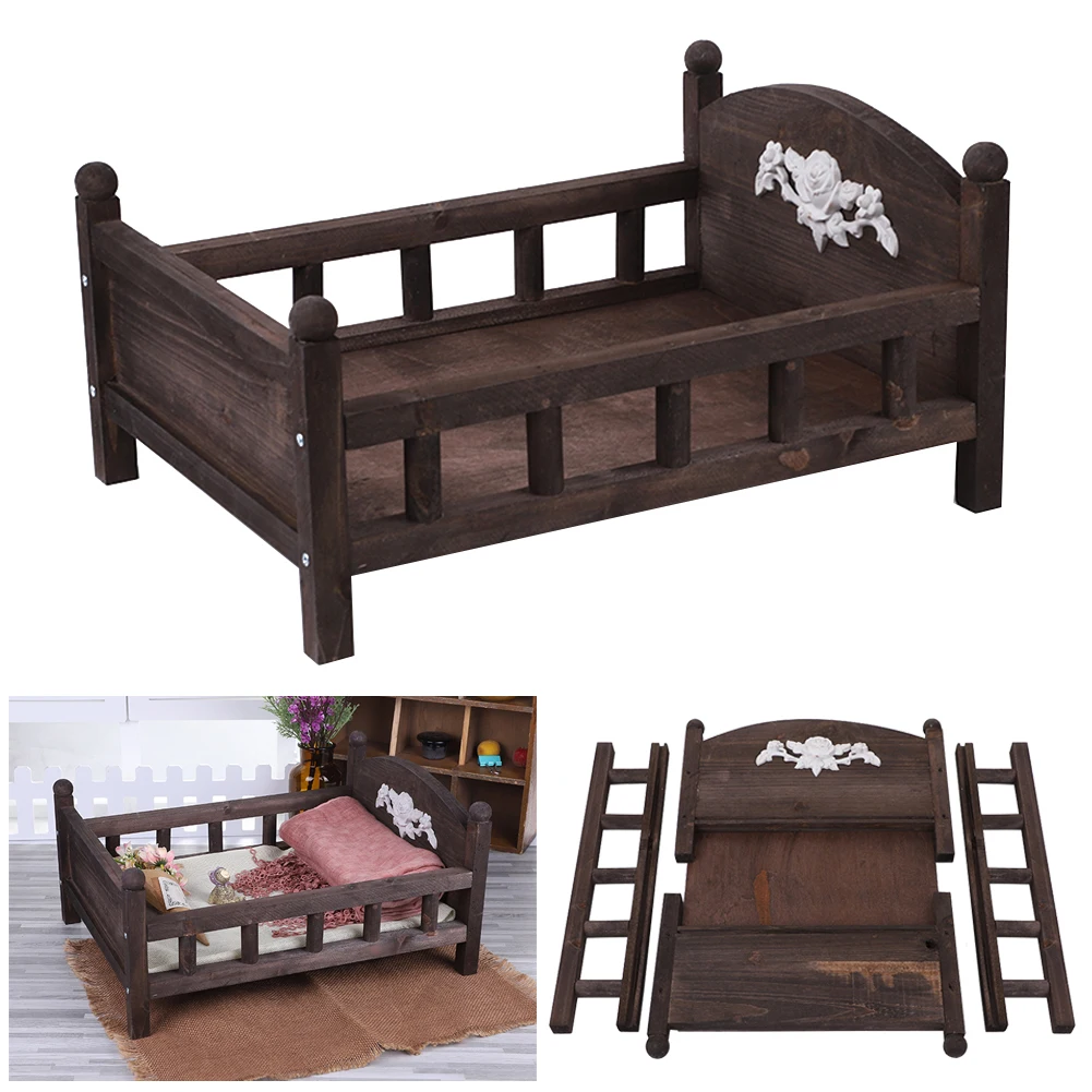 

Baby Photography Durable Background Lovely Newborn Crib Photo Props Posing Wood Bed Cute Childhood Studio Gift Detachable
