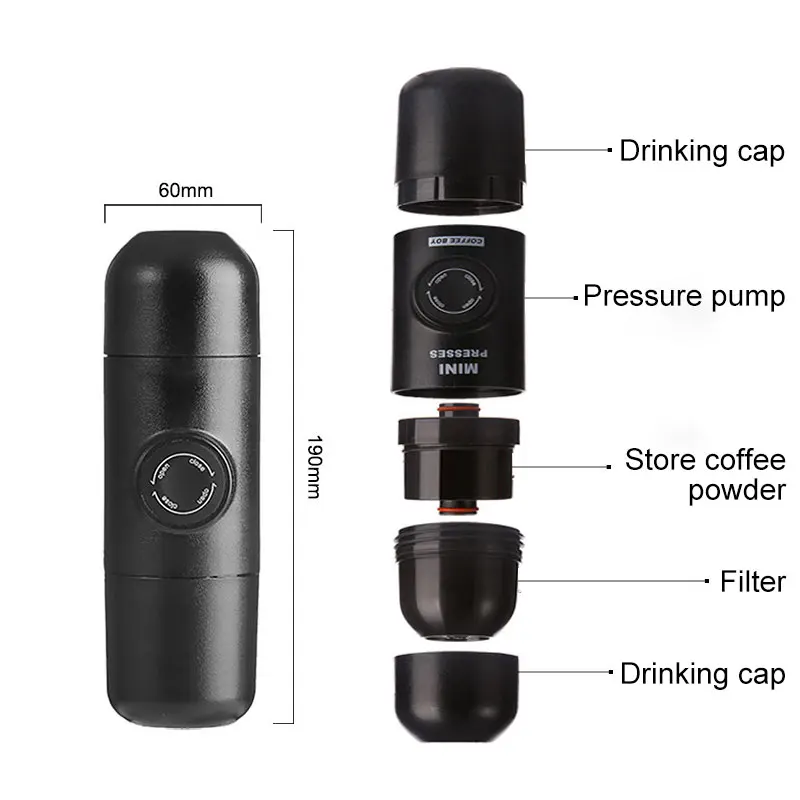 Портативная ручная кофемашина для эспрессо мини-кофеварка путешествий кемпинга