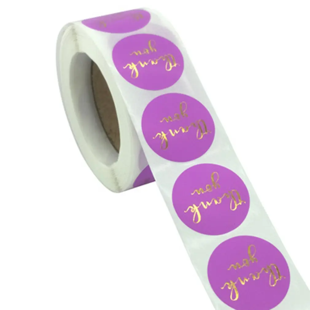 

Roll Dyed Hot Gold Stamping Thank You Sticker Label 2 Inch Round Copper Plate Self-Adhesive Material Gift Decoration