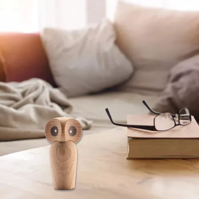 

Lovely Owl Bird Animal Figurines Wooden Tabletop Shelf Statues Living Room Bookshelf Tabletop Shelf Decor Collectible Gifts